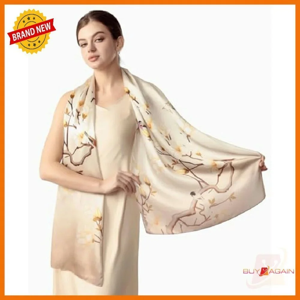 Large 100% Mulberry Silk Scarf Shawl Wrap UV Protection Gift Ready